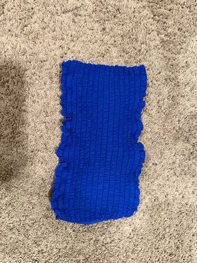 Blue Ruched Tube Top